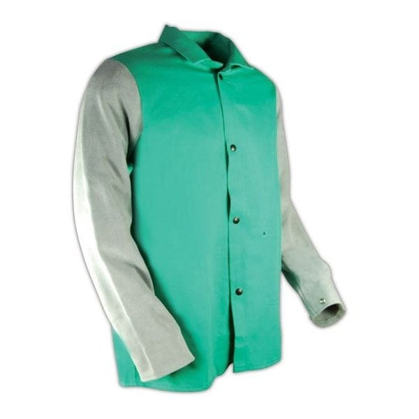 Magid SparkGuard 1830LS Green Flame Resistant Standard Weight Jacket with Grey Leather Sleeves, XXL 1830LS-XXL - main